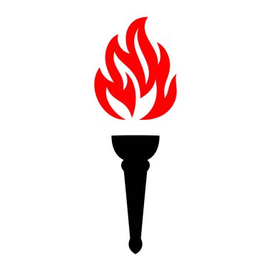 Kırmızı alevli tek bir meşale. Temalar, özgürlük sanatı, protesto posterleri ve yaratıcı vektör illüstrasyon projeleri için mükemmel.