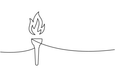 Alevli meşale tek sıra halinde çizilmiş. Semboller, protesto grafikleri, özgürlük simgeleri ve minimalist vektör tasarım projeleri için mükemmel.