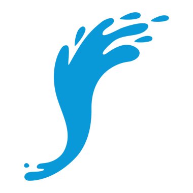 Mavi su sıçrama dalgası. Soyut dekorasyon, logo tasarımı, arka plan, yaz çizimleri veya yaratıcı hareket kavramları.