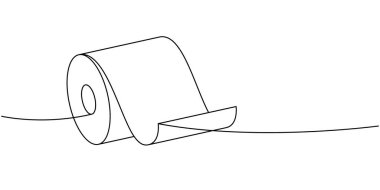 Kağıt peçete. Sürekli çizim. Tuvalet kağıdı rulosu. Vektör çizimi. Beyaz arkaplanda izole