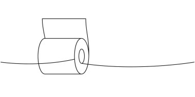 Mutfak havlusu sürekli bir çizgi çekiyor. Dokular yuvarlanıyor. Vektör çizimi. Beyaz arkaplanda izole