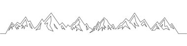 Ana hatlarıyla dağ sırtı. Minimum vektör çizimi açık hava posterleri, seyahat logoları, eko kampanyaları ve alp macera markaları için harika