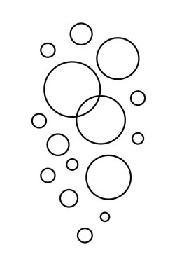 Asgari siyah çizgi kabarcıkları. Hijyen simgeleri, su sembolleri, kozmetik grafikler ve modern minimalist altyapı için ideal.