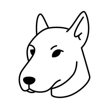 Kendine güvenen bir ifadesi ve dik kulakları olan basit bir teriyer başı. Üremeye özel projeler, logolar ve köpek çizgisi sanatı için harika.