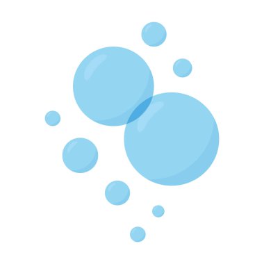 Yüzen mavi su kabarcıkları. Spa görselleri, cilt ambalajı, hijyen grafikleri, su temaları ve minimum temiz tasarım düzeni için mükemmel.