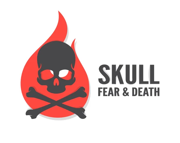 Vector skull with flame logo or icon — Stock Vector