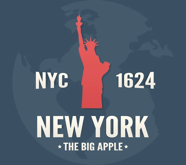 New York t-shirt apparel fashion design. Vintage retro Statue of Liberty print poster. — Stock Vector