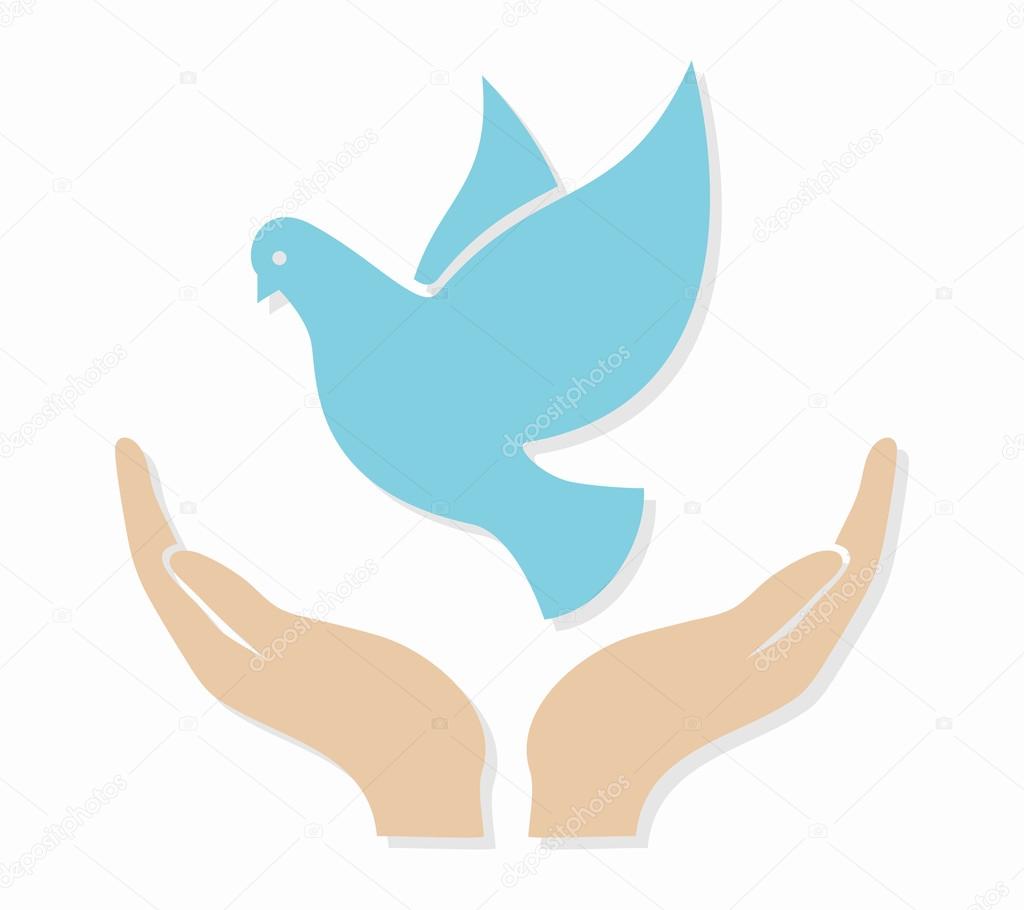 Vector dove in hand logo or icon