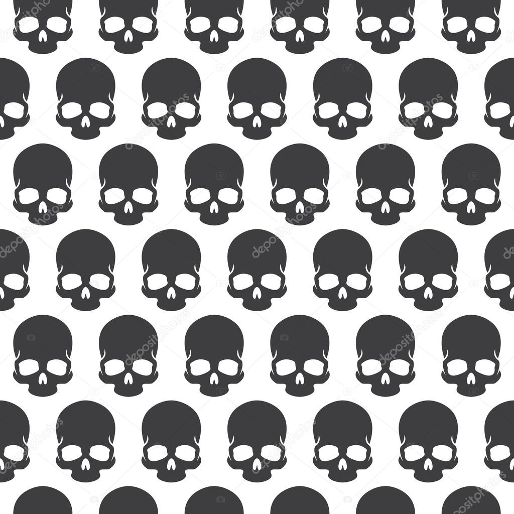 Vector seamless pattern with skulls and bones