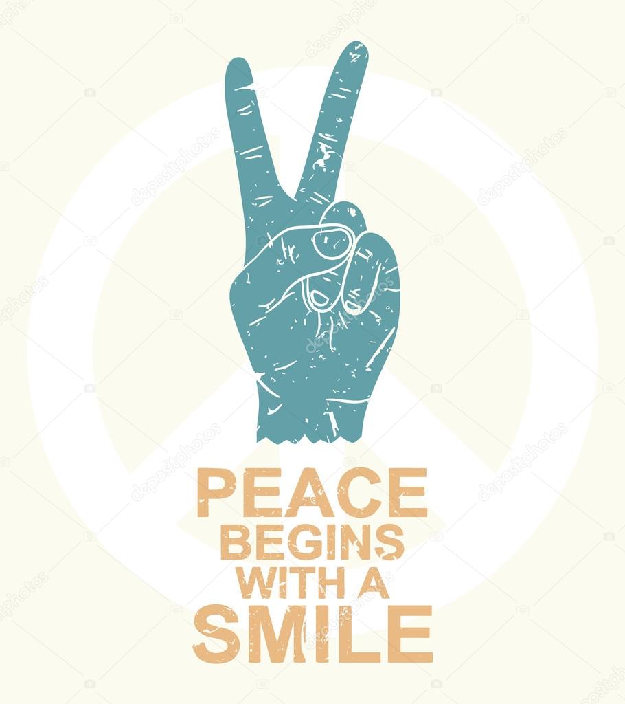 Peace begins with a smile - typography design, t-shirt graphics.