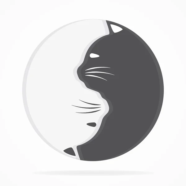 Yin yang katten logo van harmonie en balans — Stockvector