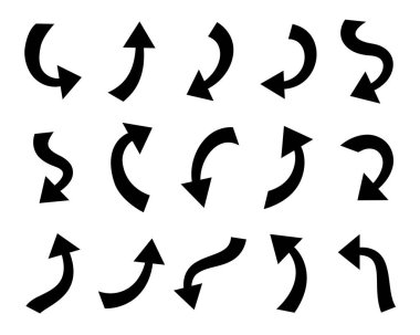 Siyah oklar. Navigasyon sistemleri, diyagramlar, iş akışları, UI elemanları ve modern görsel iletişim için ideal.