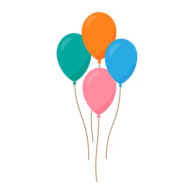 Renkli balonlar. Posterler, davetiyeler, çocuk resimleri, doğum günü kartları ve neşeli kutlama tasarımları için ideal..