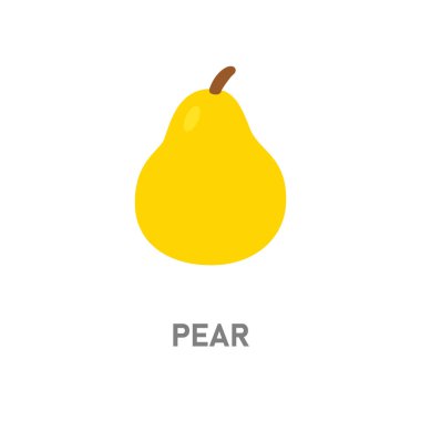 Sarı armut meyvesi. Beyaz arka planda izole edilmiş temiz meyve ikonu, diyet konsepti, yemek görselleri ve botanik klip tasarımları için mükemmel.