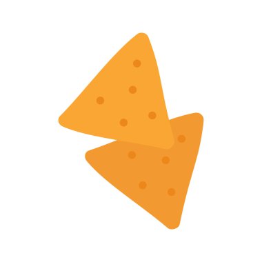 İki tane üçgen tortilla cipsi. Yemek ikonları, abur cubur tasarımları, Meksika mutfak temaları ve menü çizimleri için mükemmel..