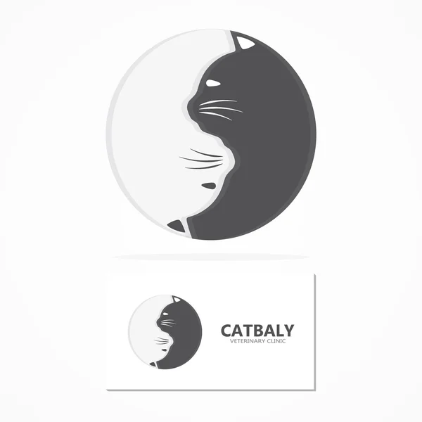 Logo del gato de dibujos animados vectoriales. Animal gato mascotas y tienda icono — Vector de stock