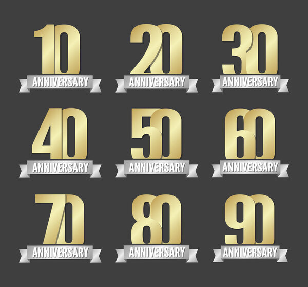 Набор векторных золотых знаков юбилея
