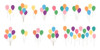 Helyum balonu koleksiyonu. Parti dekorasyonları, doğum günü kartları, çocuk tasarımları, davetiyeler ve kutlama temalı grafikler için mükemmel..