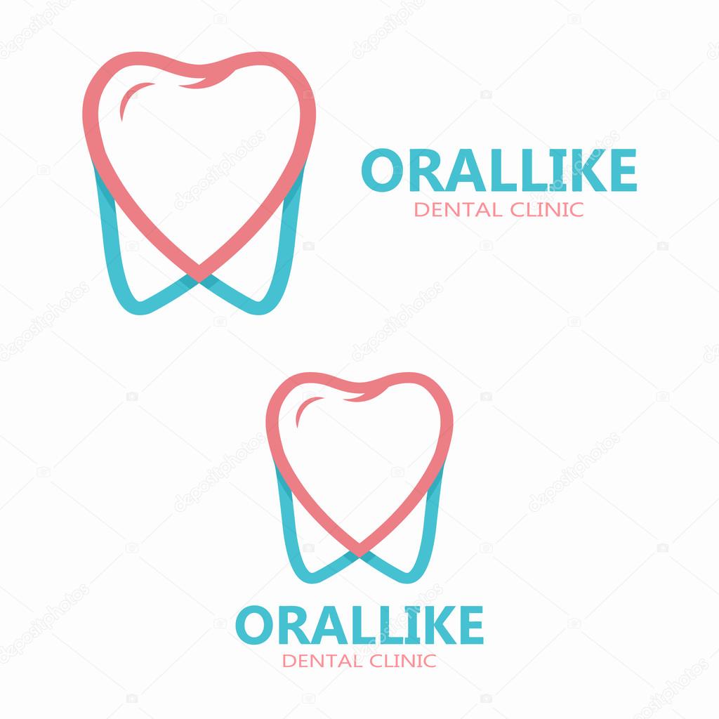 Vector tooth and heart logo template