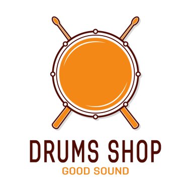 Vektör davul simge sopa ile. Davul okul logosu