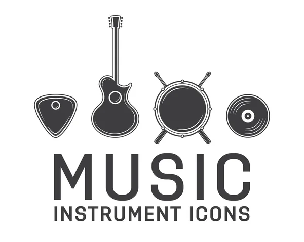 Colección de iconos de instrumentos de música gris — Archivo Imágenes Vectoriales