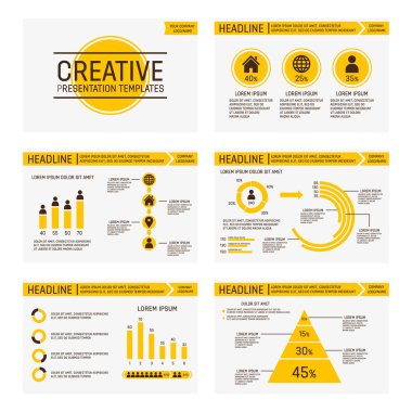 Vector template for multipurpose presentation slides with graphs and charts. Infographic element and symbol icon template. Powerpoint templates and themes. clipart
