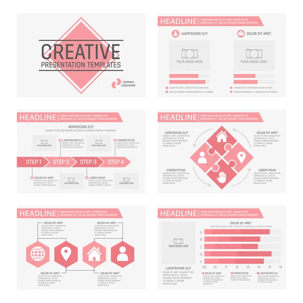 6 vektör şablonları sunma kaymak için ayarlayın. Infographic öğe ve sembol simge şablonu.
