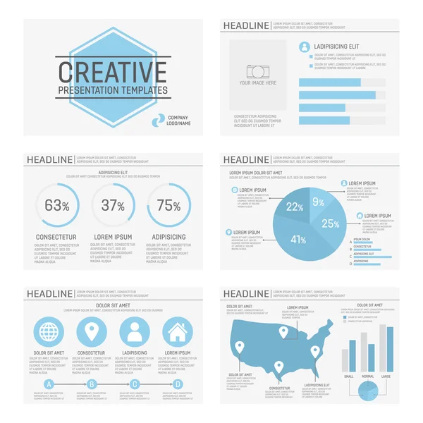 6 vektör şablonları sunma kaymak için ayarlayın. Infographic öğe ve sembol simge şablonu.