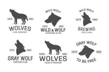 Vektör wolf logo tasarım unsurları ayarla