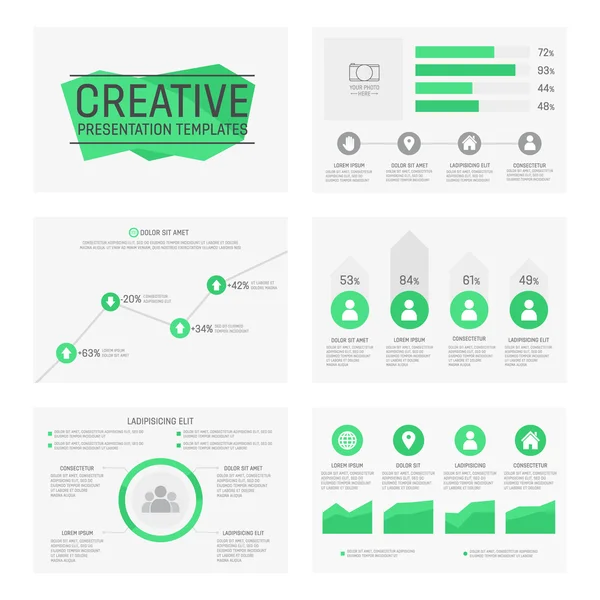 Vektorové šablonu pro víceúčelové prezentaci se snímky s grafy a diagramy. Infographic prvek a symbol ikonu šablony. Aplikace PowerPoint šablony a motivy. — Stockový vektor