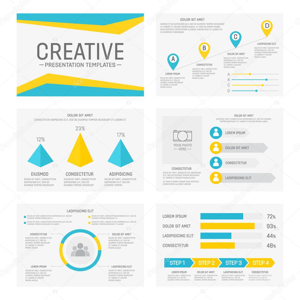 Vector template for multipurpose presentation slides with graphs and charts. Infographic element and symbol icon template. Powerpoint templates and themes.