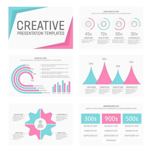 Templat vektor untuk slide presentasi multiguna dengan grafik dan bagan . - Stok Vektor