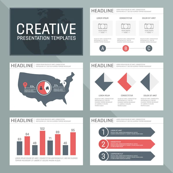 Vektorové šablona pro víceúčelové prezentace snímků s diagramy a grafy. — Stockový vektor