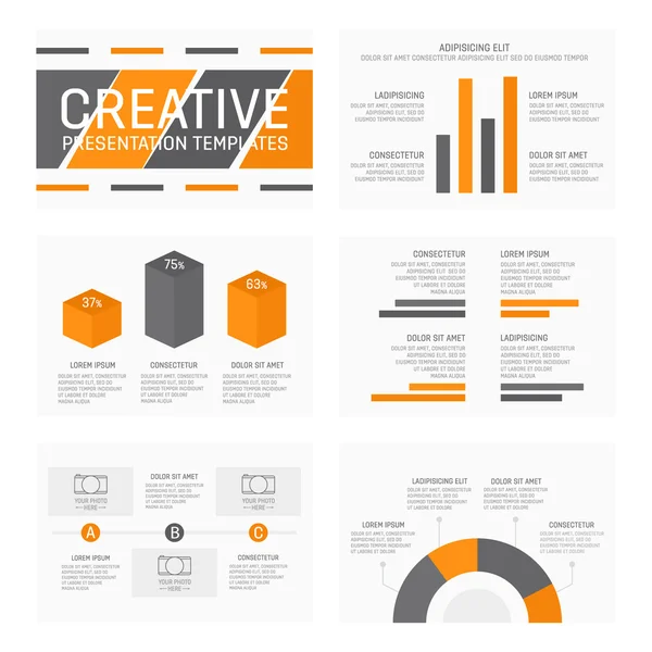 Modelo de vetor para slides de apresentação multiúso com gráficos e gráficos . — Vetor de Stock