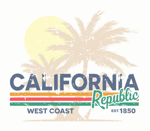 Californië Republiek typografie. Vintage tee print ontwerp. T-shirt afbeeldingen. — Stockvector