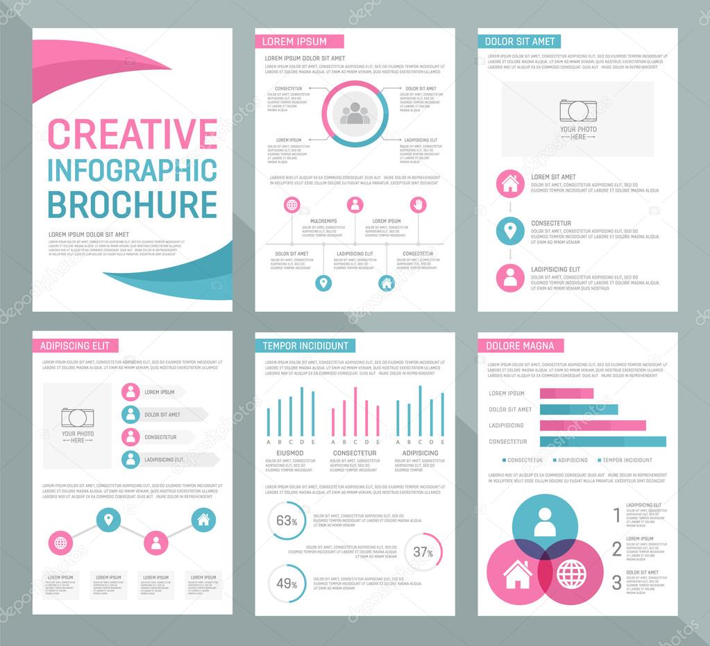 Vector template for multipurpose presentation slides with graphs and charts. Infographic elements, chart, graph, brochures