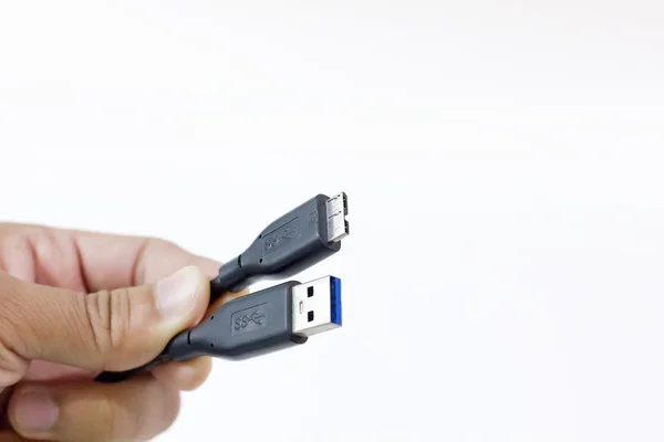 Кабельный разъем USB 3.0 на белом фоне — стоковое фото