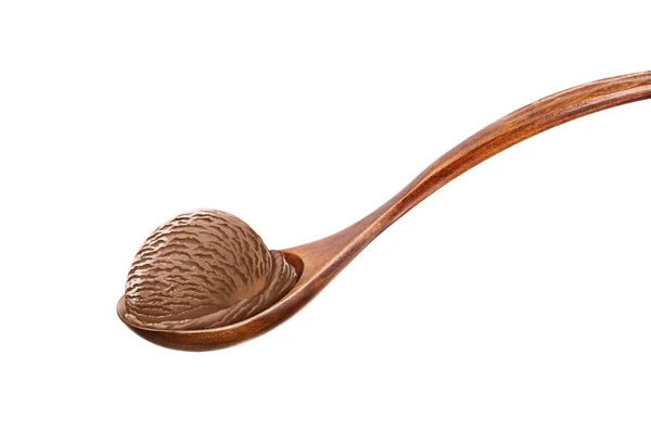 Wooden spoon with Icecream — Stock Photo, Image
