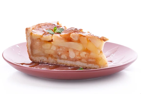 Rebanada de pastel de manzana en un plato — Foto de Stock