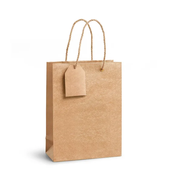 Sac cadeau en papier avec étiquette — Photo