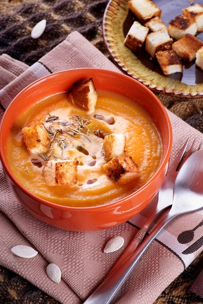 Pumpkin cream soup — Stock Photo, Image