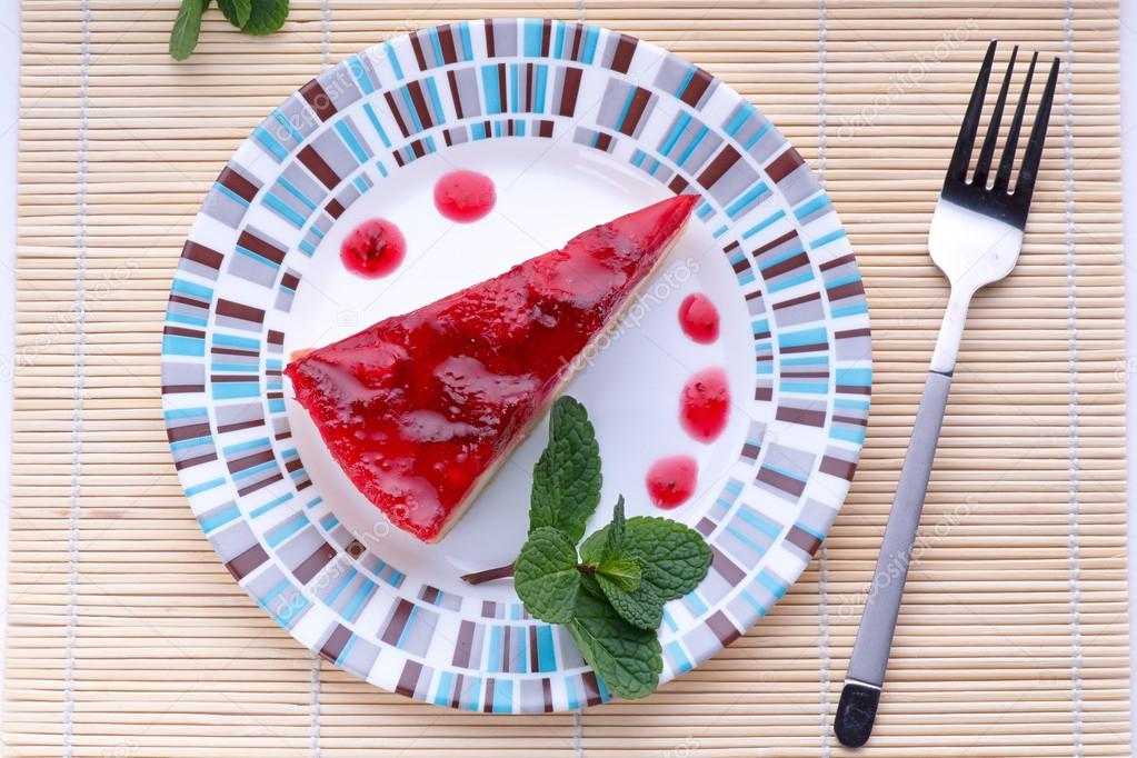 Strawberry cheesecake on plate