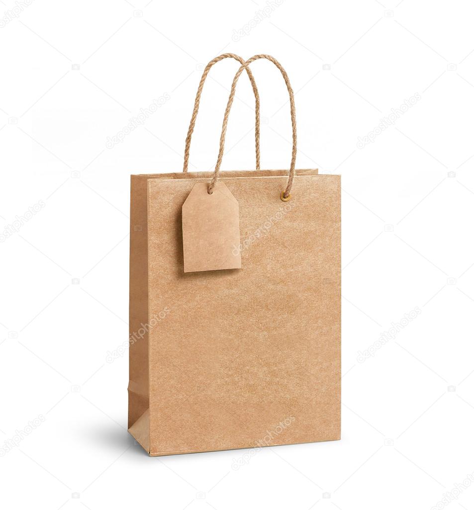 Paper gift bag with tag
