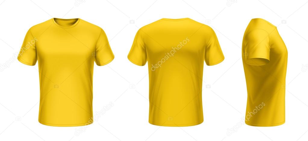 amarillo de los hombres clásico camiseta frente y espalda 23370469 PNG