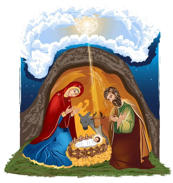 Nativity Birth Jesus Christ Star Betlem — Stock Vector