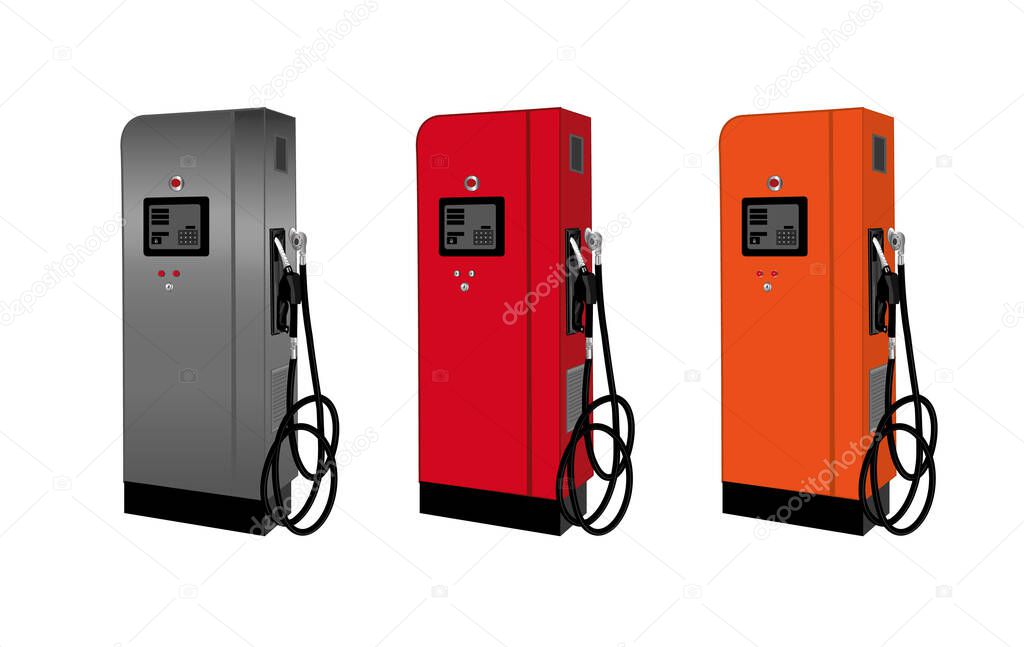 severa 3l models of the fuel dispenser in different colors 3d model