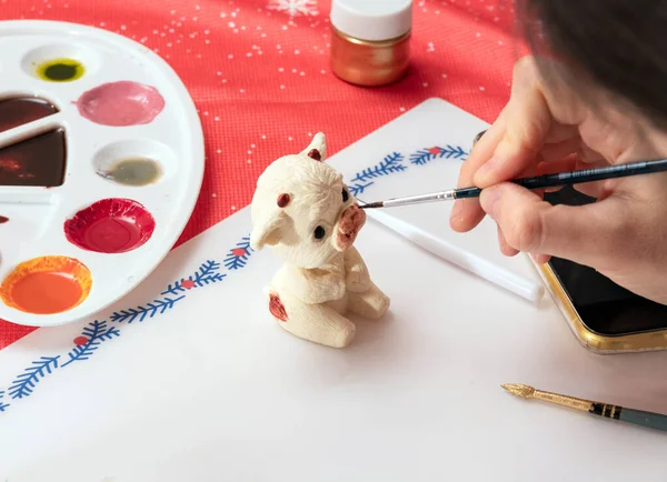 Figure Bull Chocolate Covered Paint Brush Symbol Year 2021 Christmas Royalty Free Stock Images