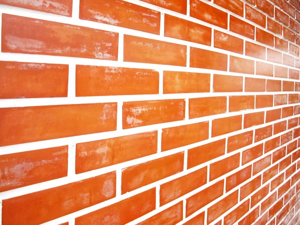 Zamknij Brudne Ściany Czerwonej Cegły Ściany Mają Białą Plamę Widoku — Zdjęcie stockowe