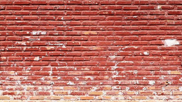 Stara Czerwona Ceglana Ściana Farbą Rustic Antique Brick Wall Red — Zdjęcie stockowe