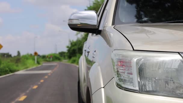 Przednie Światła Awaryjne Migają Pickup Został Uszkodzony Zatrzymał Się Boki — Wideo stockowe